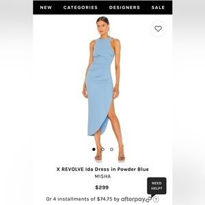 NWT MISHA Revolve Ida Midi Dress Powder Blue